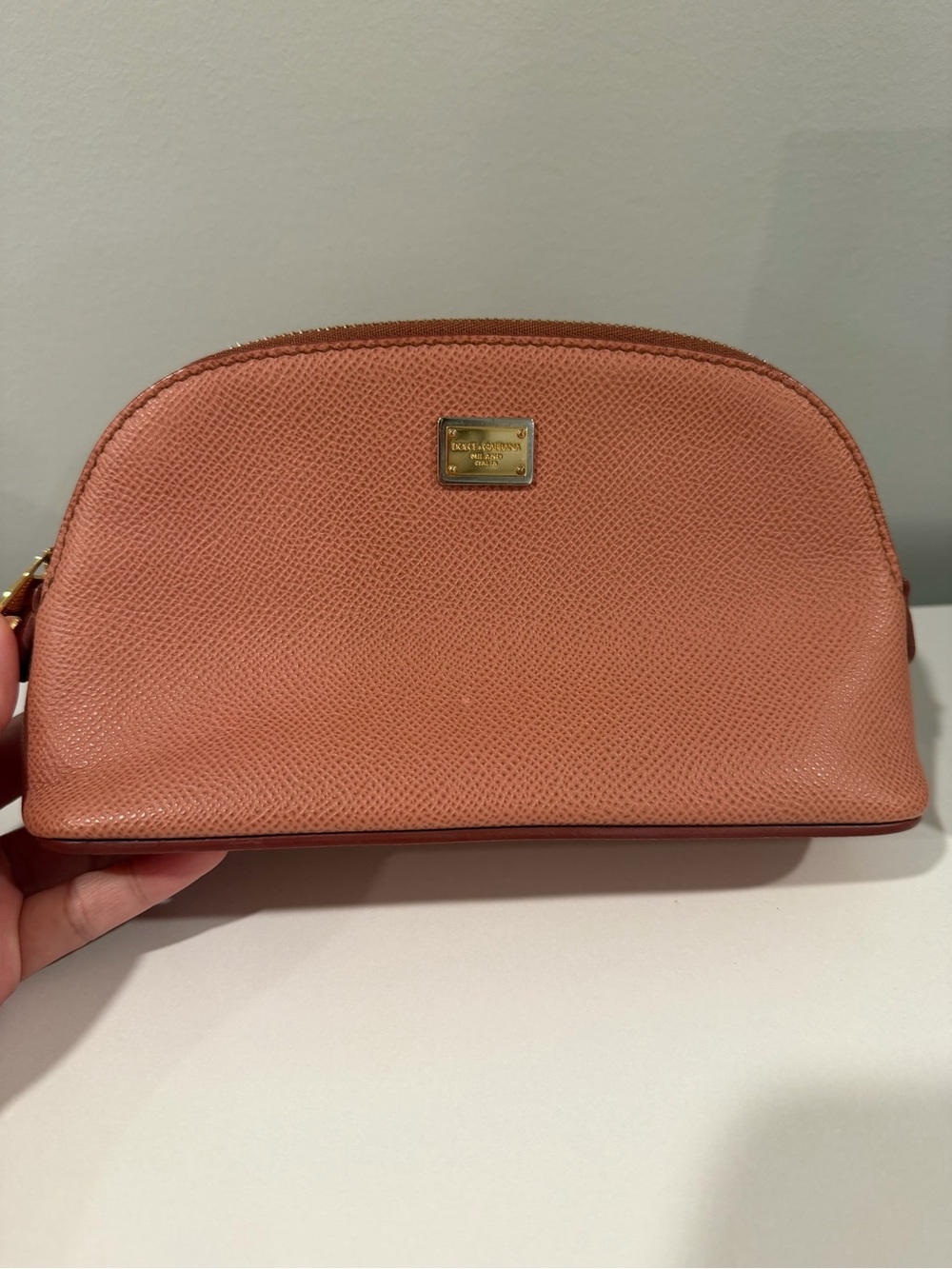 Dolce & Gabbana Peach Saffiano Leather Cosmetic Case - Picture 2 of 10